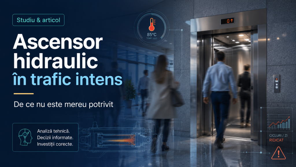Ascensor hidraulic în trafic intens, analiză tehnică pentru alegerea soluției potrivite înainte de investiție