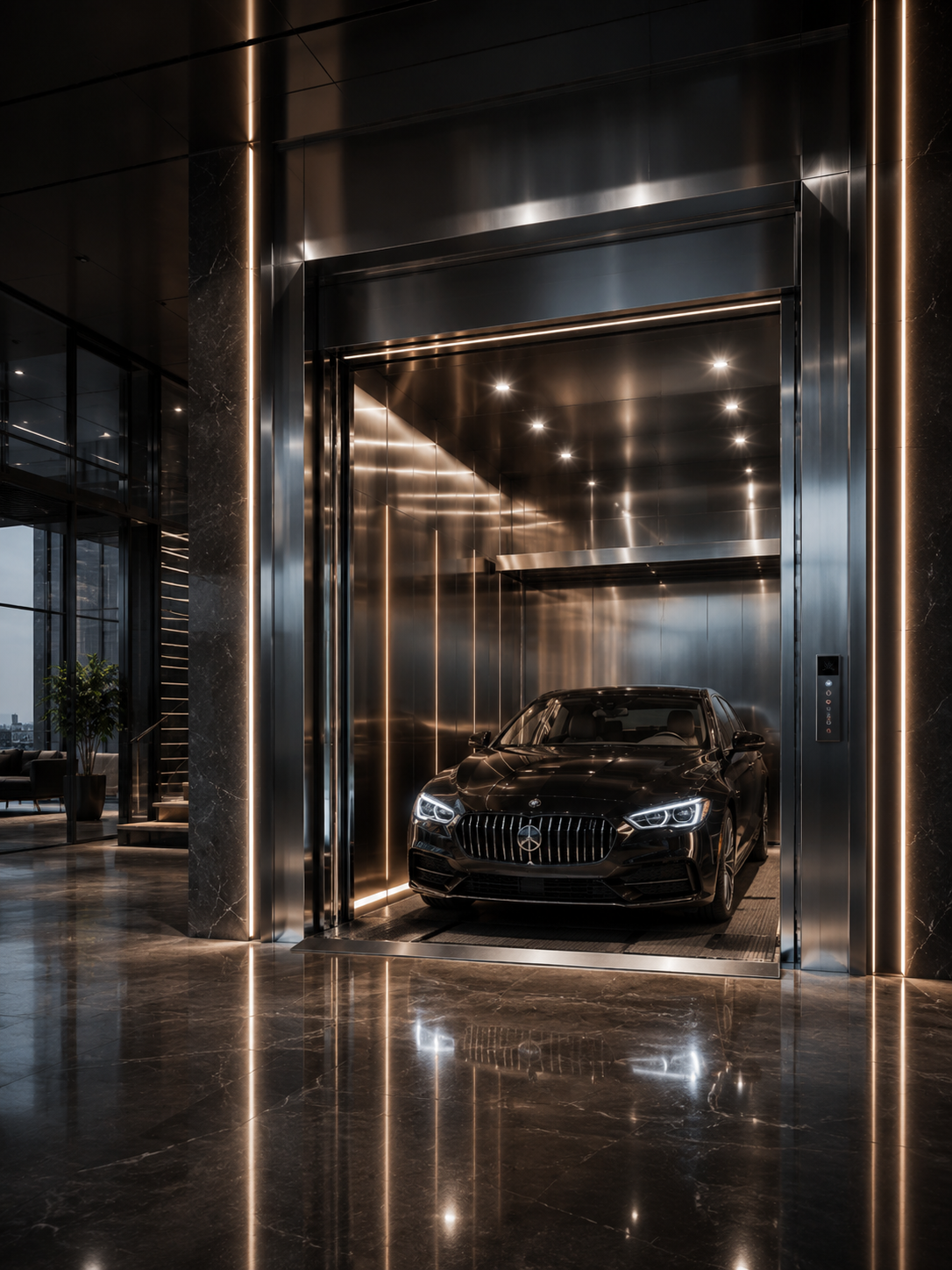 Lift premium pentru automobile într-un spațiu modern